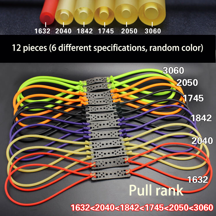 12pcs Elastic Natural Latex Rubber Band Tube for Hunting Slingshot