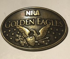 NRA Golden Eagles Belt Buckle Eagle w/Shield/Arrows/Stars 3.25" long Brass USA