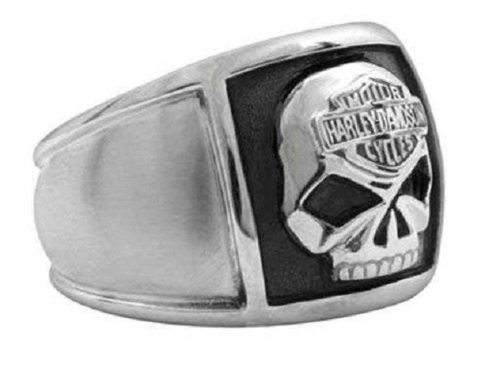 Harley-Davidson Men's Bar & Shield Skull Cigar Band Ring