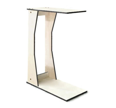 Modern Wooden C Shaped Table for Sofa Armrest in Living Room Over-the-Couch Tray