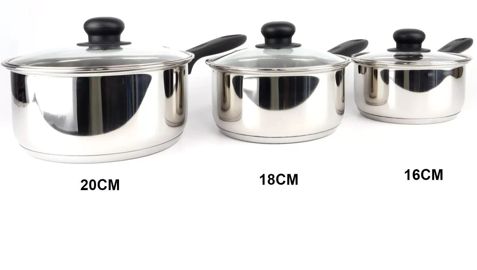 Induction Base Stainless Steel Saucepan Set Cookware Milk Pan Pot with Glass Lid