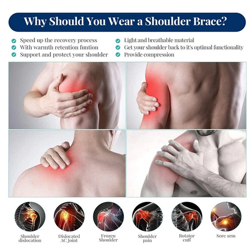 Cinturón ajustable negro soporte manguito rotador soporte hombro izquierdo/derecho alivio dolor - Imagen 10 de 35
