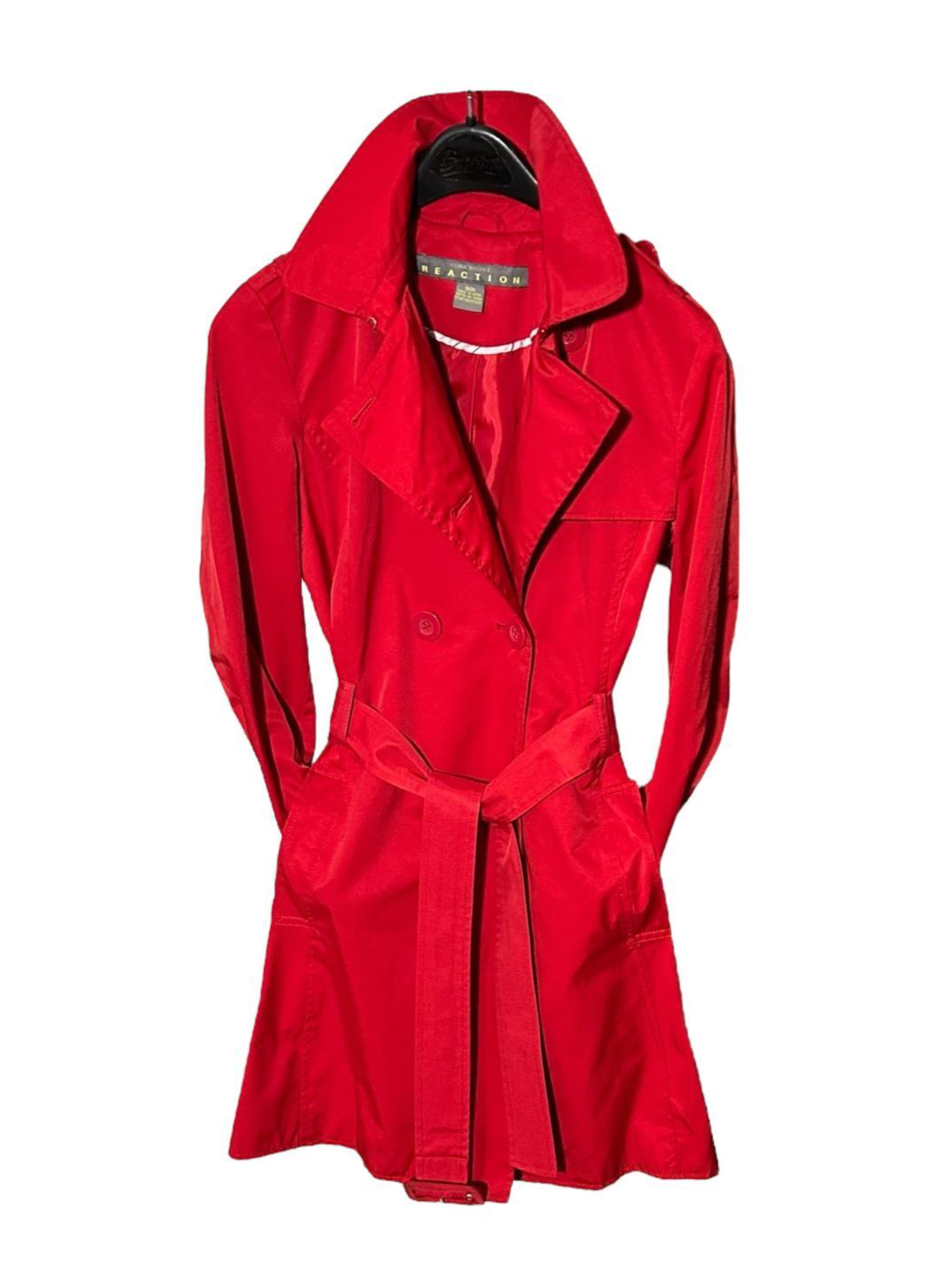 KENNETH COLE REACTION Womens (S) Red Trench Coat Belted Button Front - Lined
