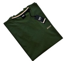 Image of Boss Men's Homewear Crew Neck Organic Cotton Regular Fit Short Sleeve tee Green