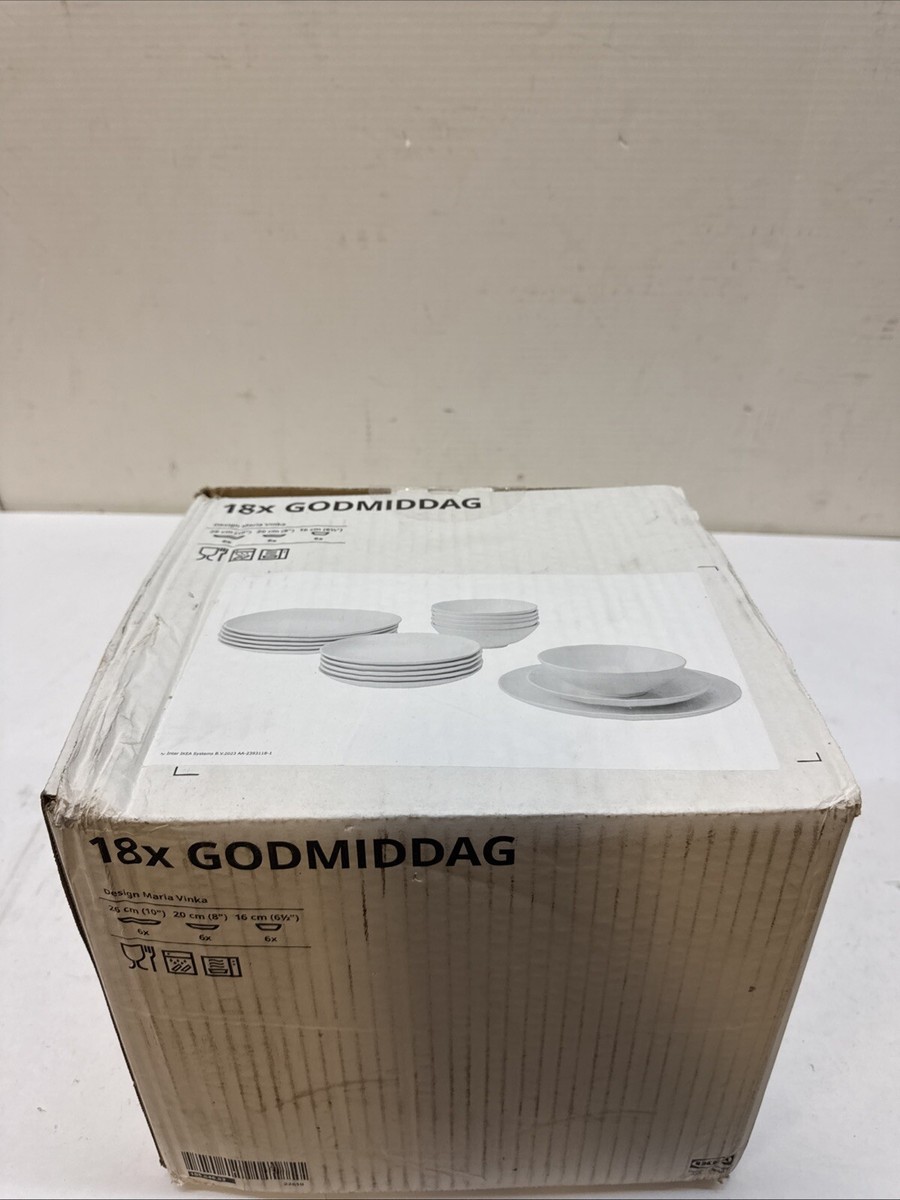 IKEA GODMIDDAG 18-piece Dinnerware Set White 105.646.83 | eBay