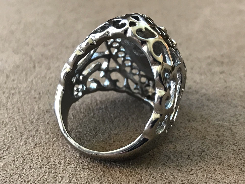 Anillo de filigrana de acero por diseño talla 10 Foto 3 de 4