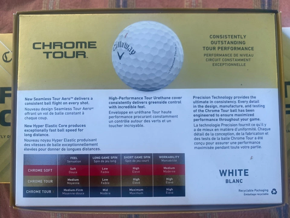 Pelotas de golf Callaway Chrome Tour 2024 - 3 docenas - blancas NUEVAS Foto 3 de 4