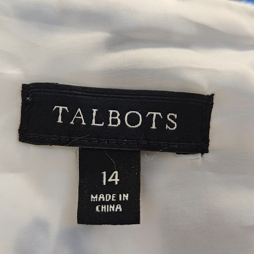 Talbots Größe 14 Baumwolle Polyester creme blau Blumenmuster Freizeit Damen knielang Su - Bild 18 von 24