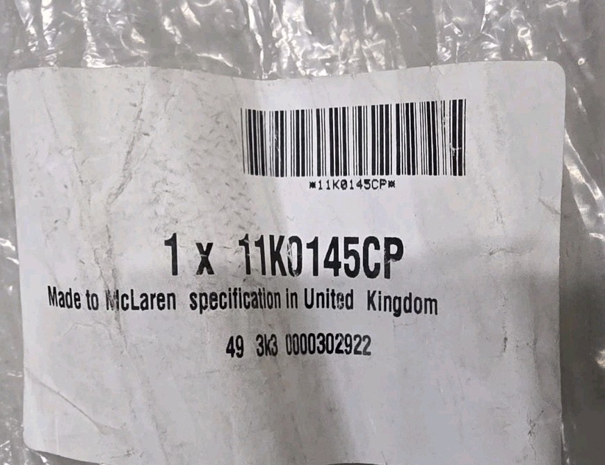 McLaren MP4-12C Gasoline Gas Fuel Line Pipe Hose 11K0145CP Genuine 