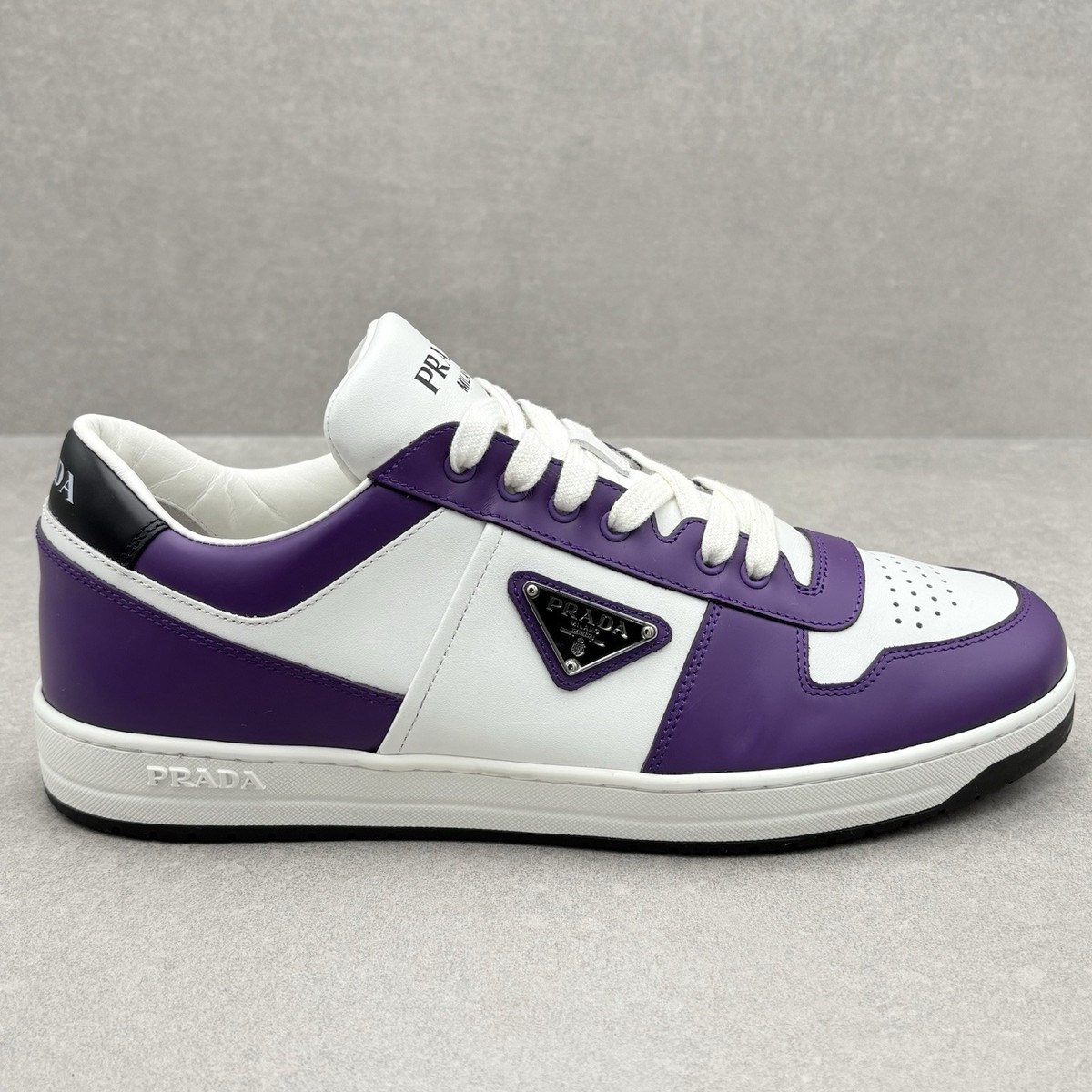 Prada Downtown Leather Sneakers ' White Purple ' | Size 10 UK (11