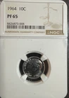 1964 NGC PF65 90% Silver Roosevelt Proof Dime 10c