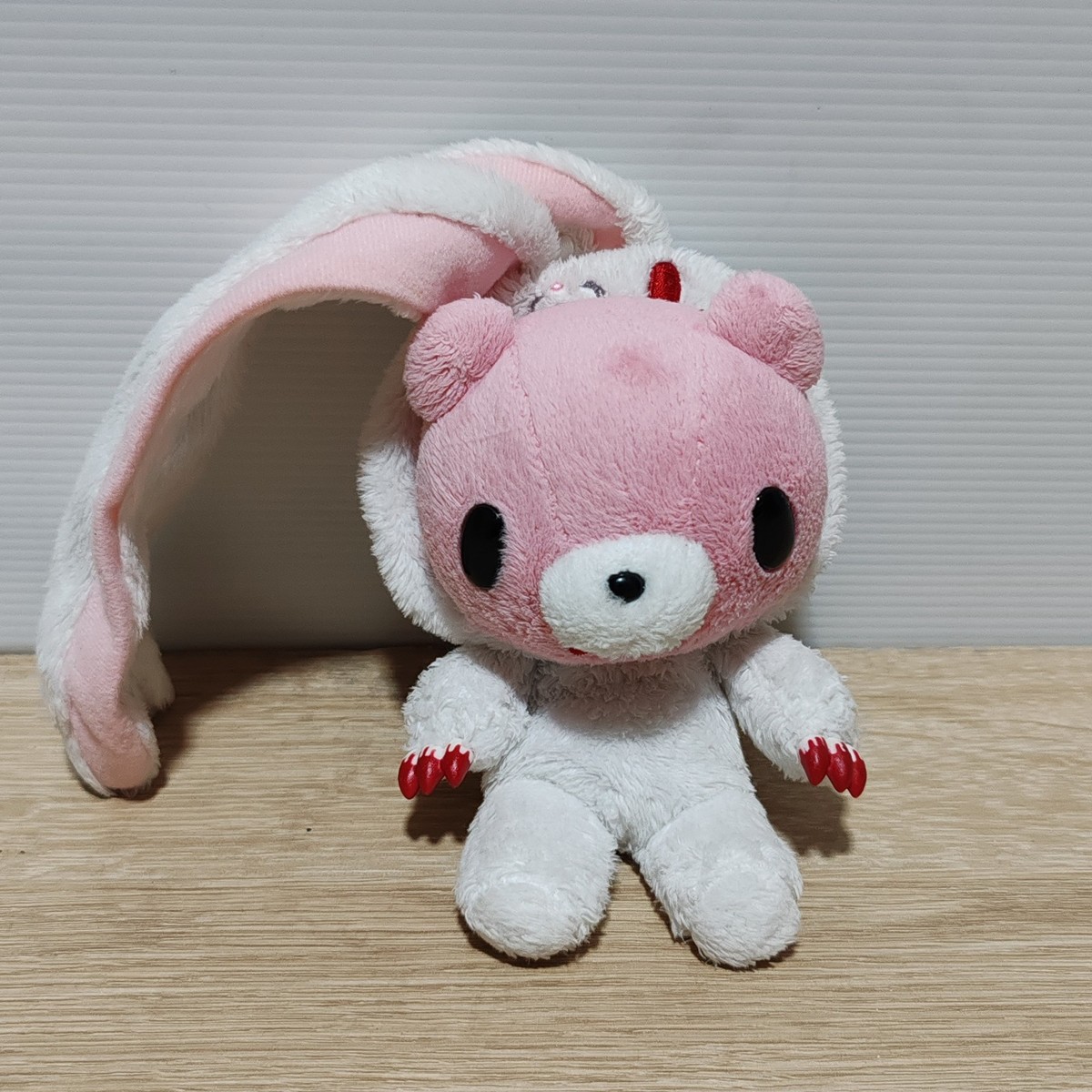 Gloomy Rabbit Bunny Pink White Hoodie Plush Mascot Keychain Toy