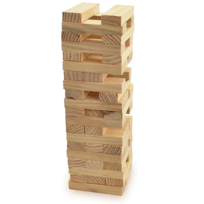 EMKAY ® eMKay® Mini Natural Wooden Tumbling Tower Game 48 Stacking Blocks Family Kid Toy