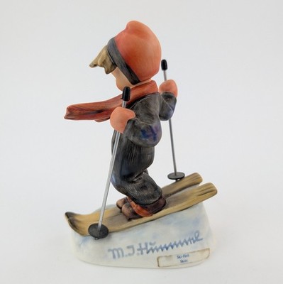 Goebel Hummel Skier Figurine #59 Ski-Heil TMK-7 1991 Signed Metal Poles Germany