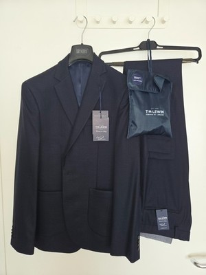 T.M. Lewin Anzug blau Slim Fit (46 / Hose W32) / Reda Active / NEU