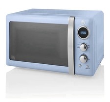 Swan Retro LED Digital Microwave Blue, 20L, 800W, 6 Power Levels SM22030LBLN