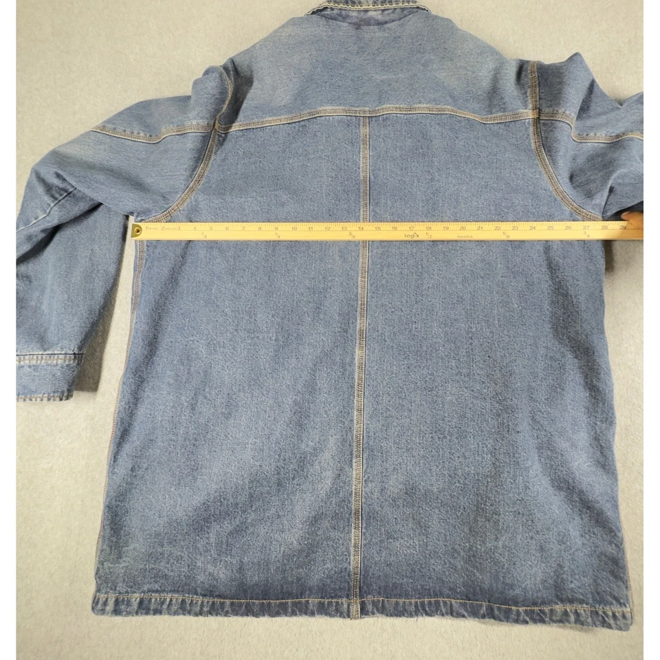 Abrigo de mezclilla vintage Lands End Jean Chore chaqueta de granero para hombre XXL 50-52 forrado a cuadros Foto 4 de 4