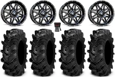 MSA Black Vibe 14" ATV Wheels 27" Cryptid Tires Kawasaki Brute Force IRS