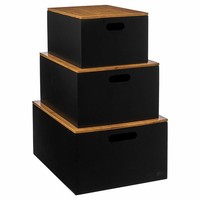 5Five Simply Smart Aufbewahrungsboxen-Set Bava 3-Tlg., Mdf, Bambus, Schwarz