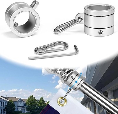 DUPKEV Flag Pole Rings 1 Inch, Flag Pole Spinners with Bearings, Aluminum All...