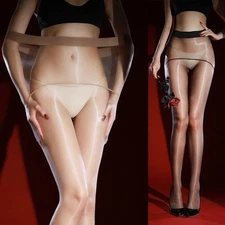 Men Women Seamless 5D Oily Shiny Glossy Stockings Tights Ultra-Thin Pantyhose