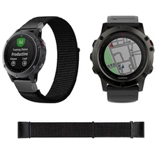 22mm/26mm Soft Nylon Loop Fastener Watch Band Strap Wrist For Garmin Fenix 5X/5
