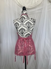 Victoria&rsquo;s Secret Pink Lace Halter Babydoll Lingerie Set Garter Thong Size M