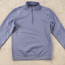 Hickey Freeman Pullover Mens S Gray Quarter Zip Striped Athletic Golf Sweatshirt