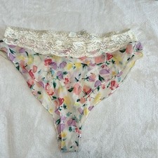 Vintage Victoria s Secret Gold Label Floral Lace High Cut Panty Size Small