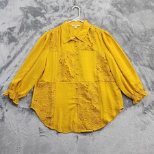 Indigo Thread Co. Top Womens M Yellow Lace Bu...