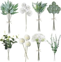 KüNstliche Blumen Zweige Eukalyptus Hortensien Weiß 55 StüCk Dekoration Hochzeit