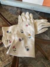 Vtg White Real Kid Lavabile Leather Modova Gloves Florence Italy Women's Sz 6.5