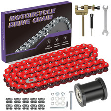 35 Red Chain with Mini Bike Chain Tensioner Compatible with Coleman CT100U CC100
