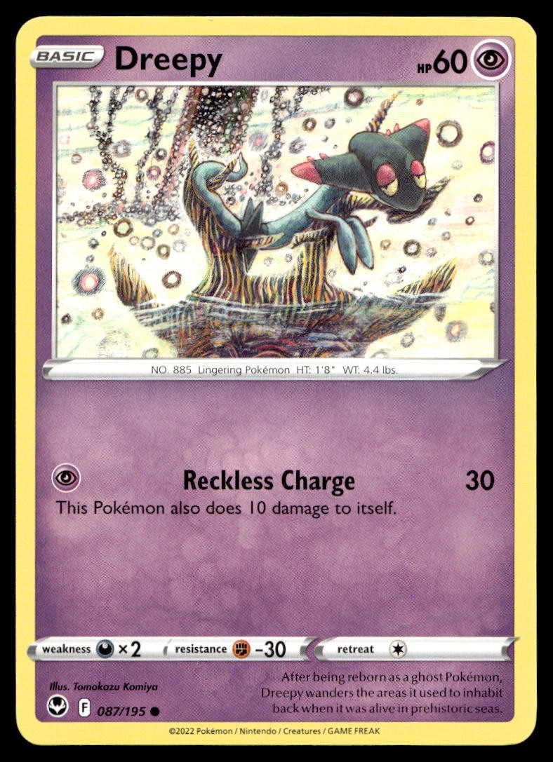 Dreepy 87/195 Pokemon Card Silver Tempest Common 60 HP Near Mint CP