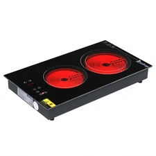 ZOKOP 20'' Electric Cooktop 2 Burner Ceramic Glass Stove Top Touch Control Home