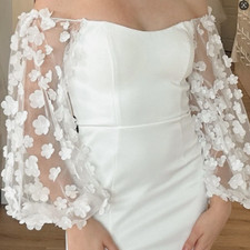Detachable Sleeves Puffy Sleeves Bridal Accessories 3D Flowers Tulle Sleeves