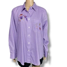 Vintage Ruby Sport Womens Red Hat Society Button Down Shirt Top Purple Red Med