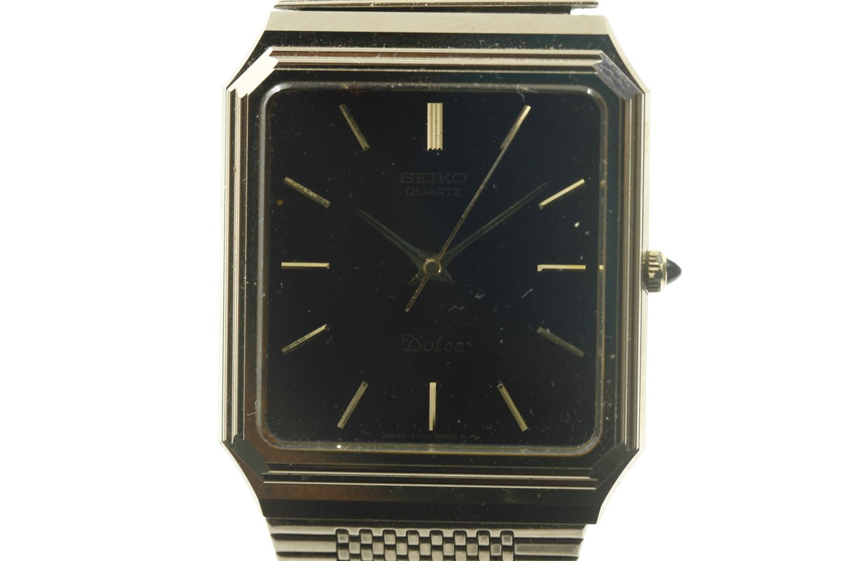 SEIKO Dolce Quartz 7731-5080 Gold Dial Men's Watch Near MINT from