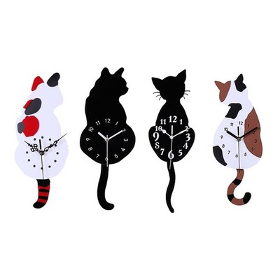 Lovely Wall for Cat Clock Decor Silent Ornaments for Cat Lovers Housewarming Pre