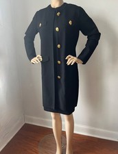 NWT St. John knit Black Pique Knit Suit Topper Dress Women's Size L 10/12