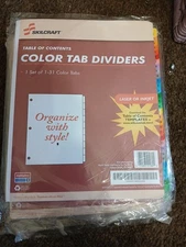Bulk Lot Of (5) Skilcraft Color Tab Dividers Set Of 1-31 Color Tabs Quick Ship!