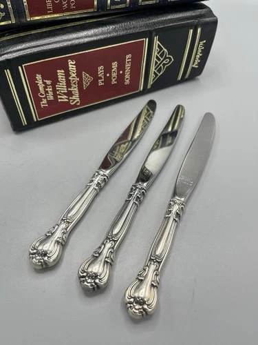 3 Gorham Chantilly Sterling Silver Dinner Luncheon Knives 8 7/8" - No Mono
