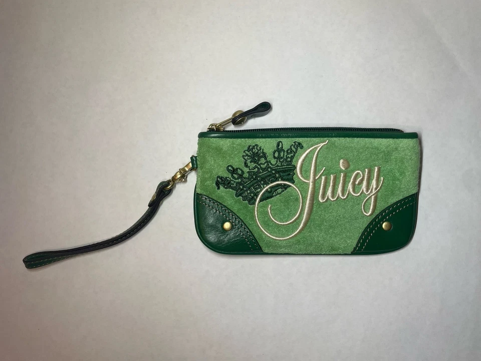 Juicy Couture Y2K Green Velour "Queen of Couture" Wallet Wristlet - Image 2 of 4