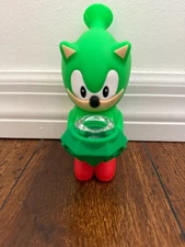 5.5" Silicone Smoking Water Pipe w/ Glass Bowl Sonic the Hedgehog Green