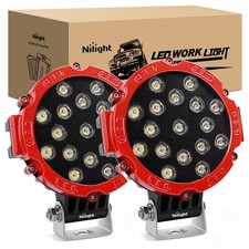 51W Red Spot LED Off Road Light Bar 7" 5100LM Round Pod Inch Led Light Bar