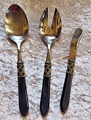 Bugatti Vietri Aladdin Stainless Salad Set With Serrated Butter/Cheese Knife