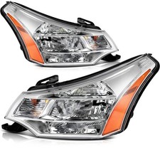 Pair Headlights Assembly For 2008-2011 Ford Focus Chrome Clear Lens Leftright