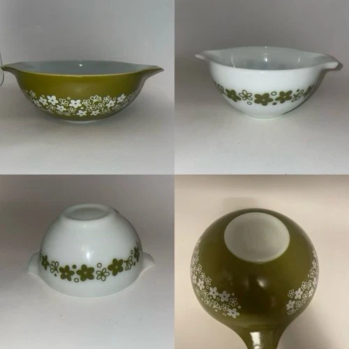 2 Vintage Pyrex Spring Blossoms Mixing Bowl Crazy Daisy 441 6” & 444 13”