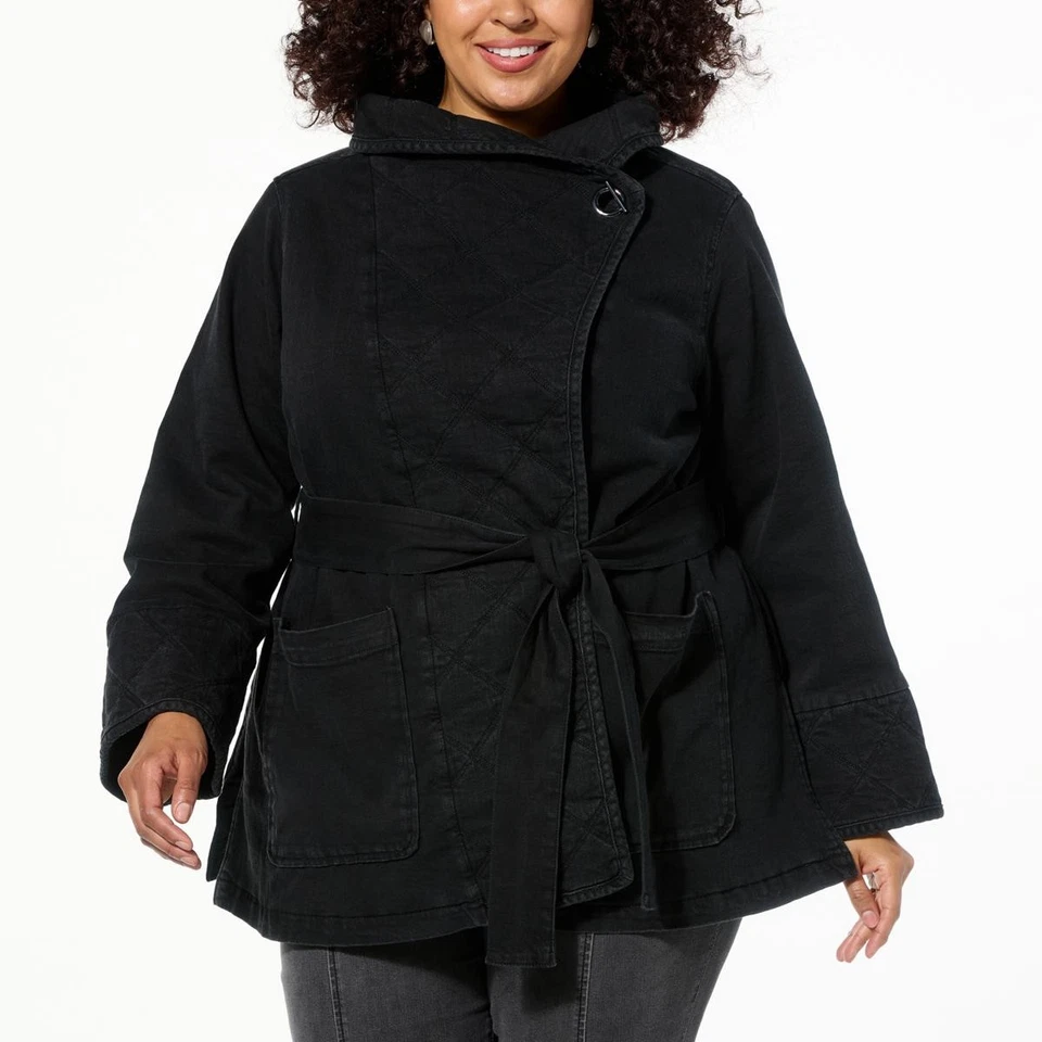 Chaqueta Denim Acolchada Denim MarlaWynne Negra Saturada L Nueva Foto 4 de 4