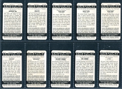 BROOKE BOND CANADA 1962 SET OF 48 "ANIMALS OF NORTH AMERICA" ROLLAND TEA CARDS - Picture 2 of 10